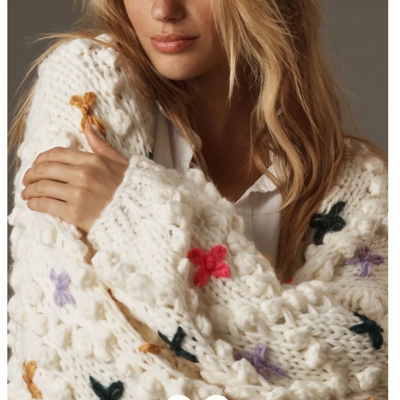 Anthropologie Rare In Things Bauble Chunky Knit Cardigan NWOT - Picture 2 of 14